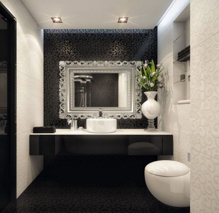 Bathroom black white ideas walls bathrooms design accent spectacular accents decorating opulence wall painting luxury decor interior furniture retro vanities